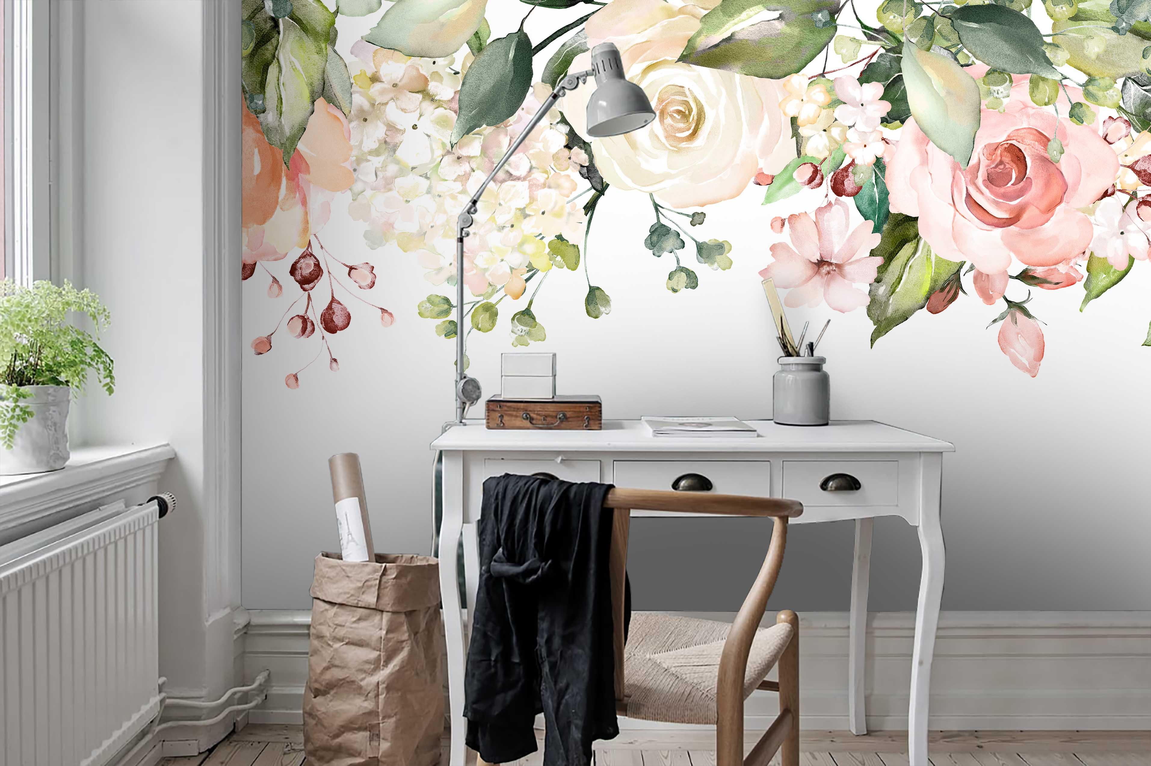 3D Hand Drawn Floral Leaves Wall Mural Wallpaper LQH 133- Jess Art Decoration