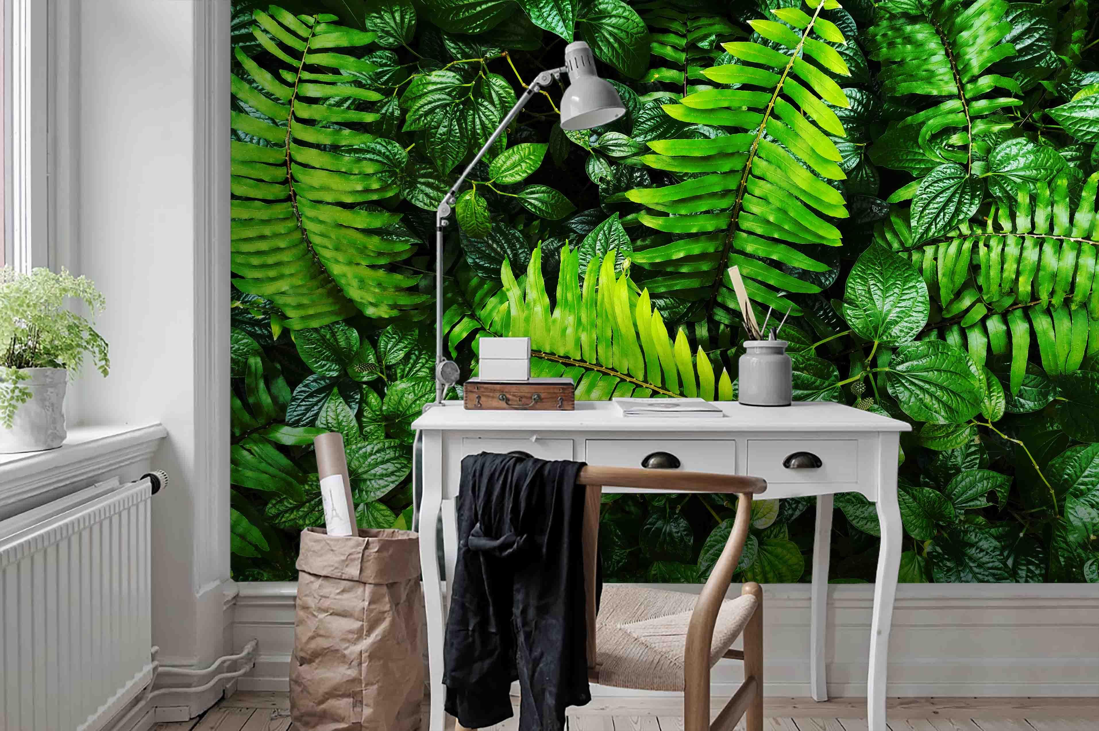 3D Tropical Plant Green Leaf Wall Mural Wallpaper GD 1807- Jess Art Decoration