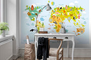3D World Map Kids Wall Mural Wallpaper LQH 126- Jess Art Decoration