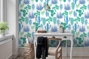 3D Green Plant Pattern White Background  Wall Mural Wallpaper 62- Jess Art Decoration