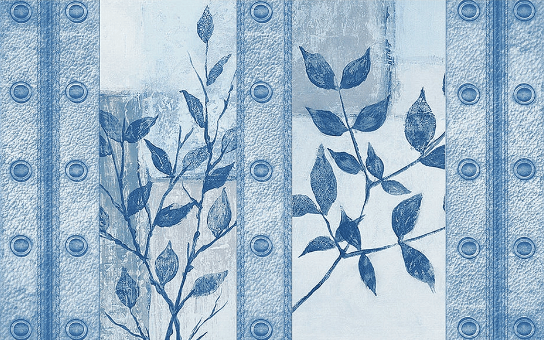 3D Blue Leaves Branch Wall Mural Wallpaper 672- Jess Art Decoration