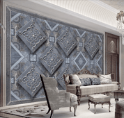 3D Blue Diamond Floral Wall Mural Wallpaper 458- Jess Art Decoration