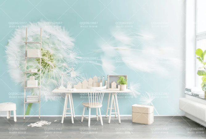 3D Blue Dandelion Wall Mural Wallpaper 364- Jess Art Decoration