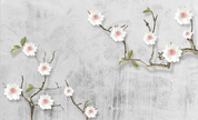 3D Blossom Branch Cement Wall Mural Wallpaper 412- Jess Art Decoration