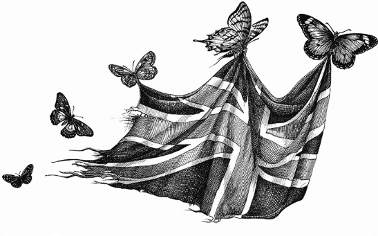 3D Black British Flag Blanket Butterfly Wall Mural Wallpaper 393- Jess Art Decoration