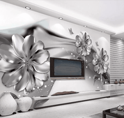 3D Black Floral Butterfly Silk Wall Mural Wallpaper 263- Jess Art Decoration