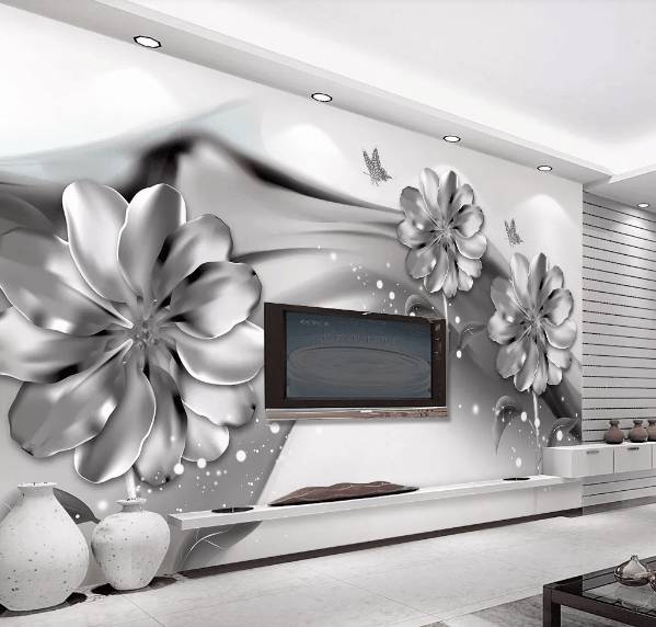 3D Black Floral Butterfly Silk Wall Mural Wallpaper 263- Jess Art Decoration