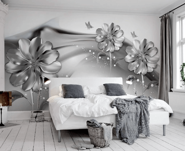 3D Black Floral Butterfly Silk Wall Mural Wallpaper 263- Jess Art Decoration