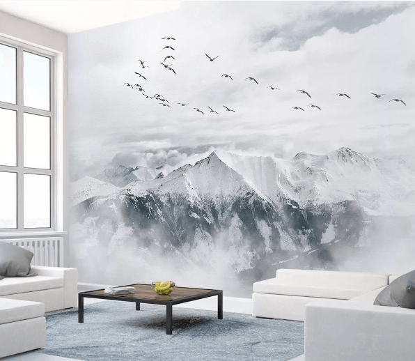 3D Mountains Clouds Bird Wall Mural Wallpaper 243- Jess Art Decoration
