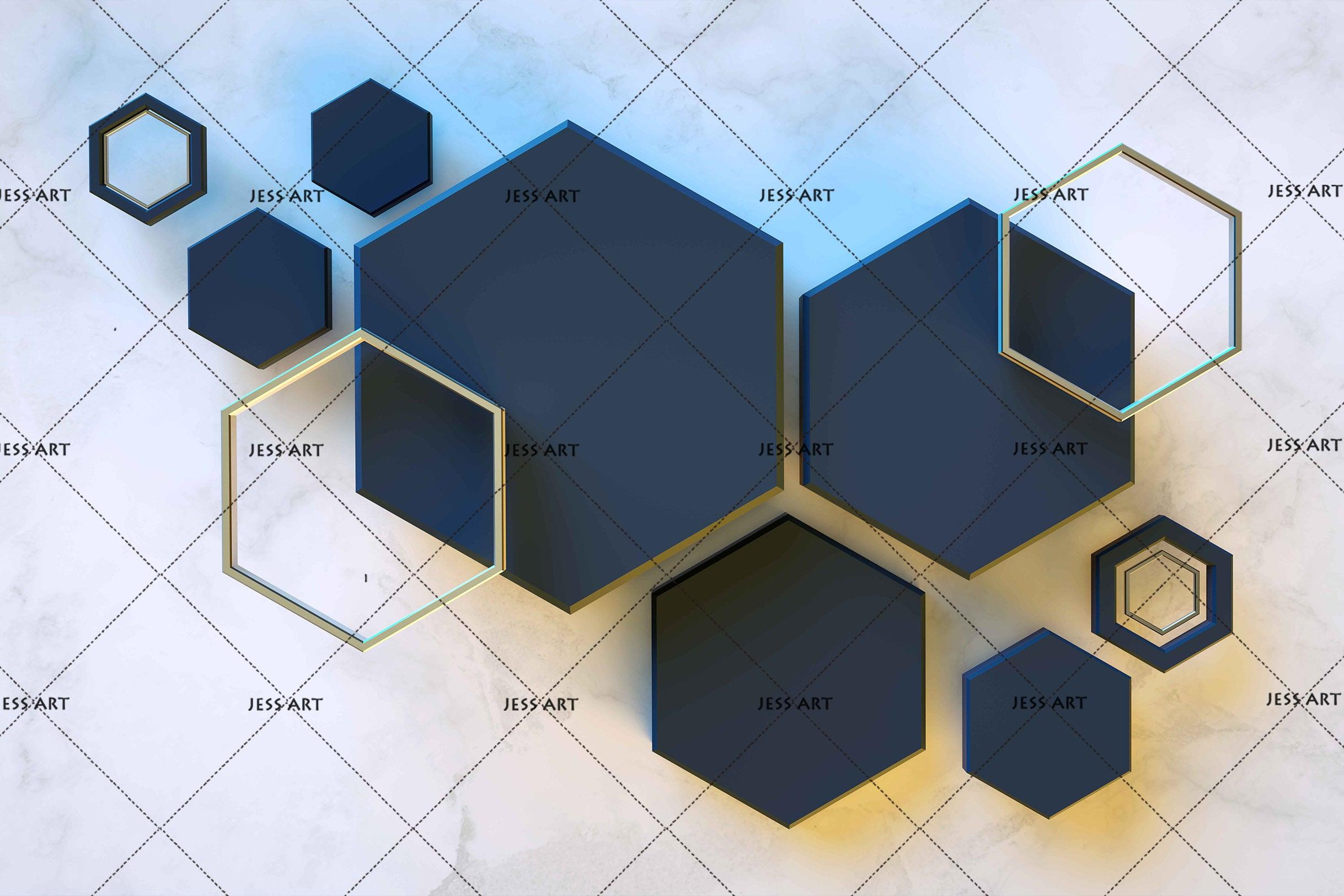 3D Black Hexagon Pattern Wall Mural Wallpaper 83- Jess Art Decoration