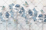 3D Blue Flowers Wall Mural Wallpaper SF41- Jess Art Decoration