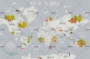 3D Grey World Map Wall Mural Wallpaper LQH 123- Jess Art Decoration