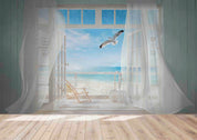 3D Window Sea View Seabirds Wall Mural Wallpaper SWW5120- Jess Art Decoration