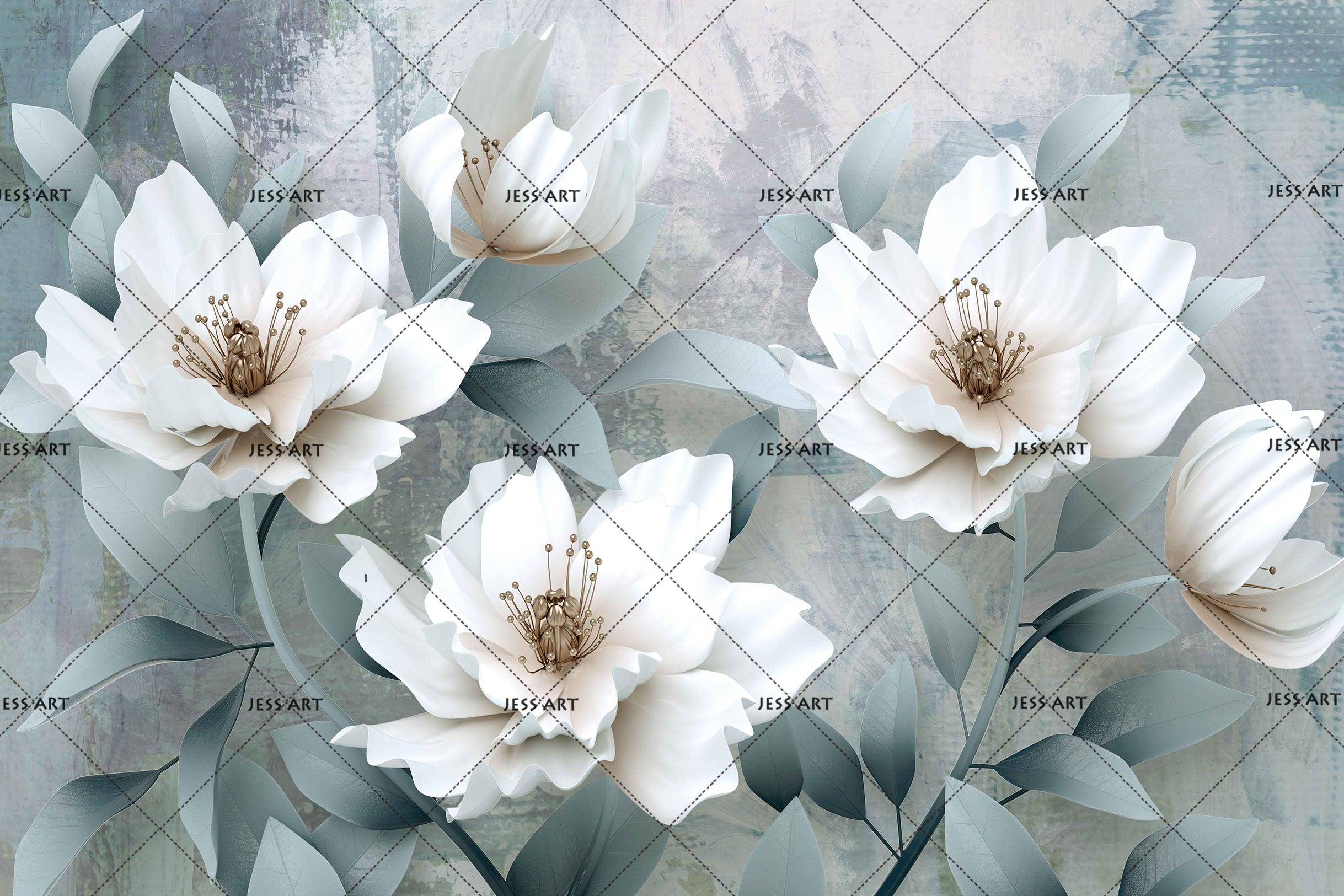 3D Watercolor White Floral Wall Mural Wallpaper 76- Jess Art Decoration