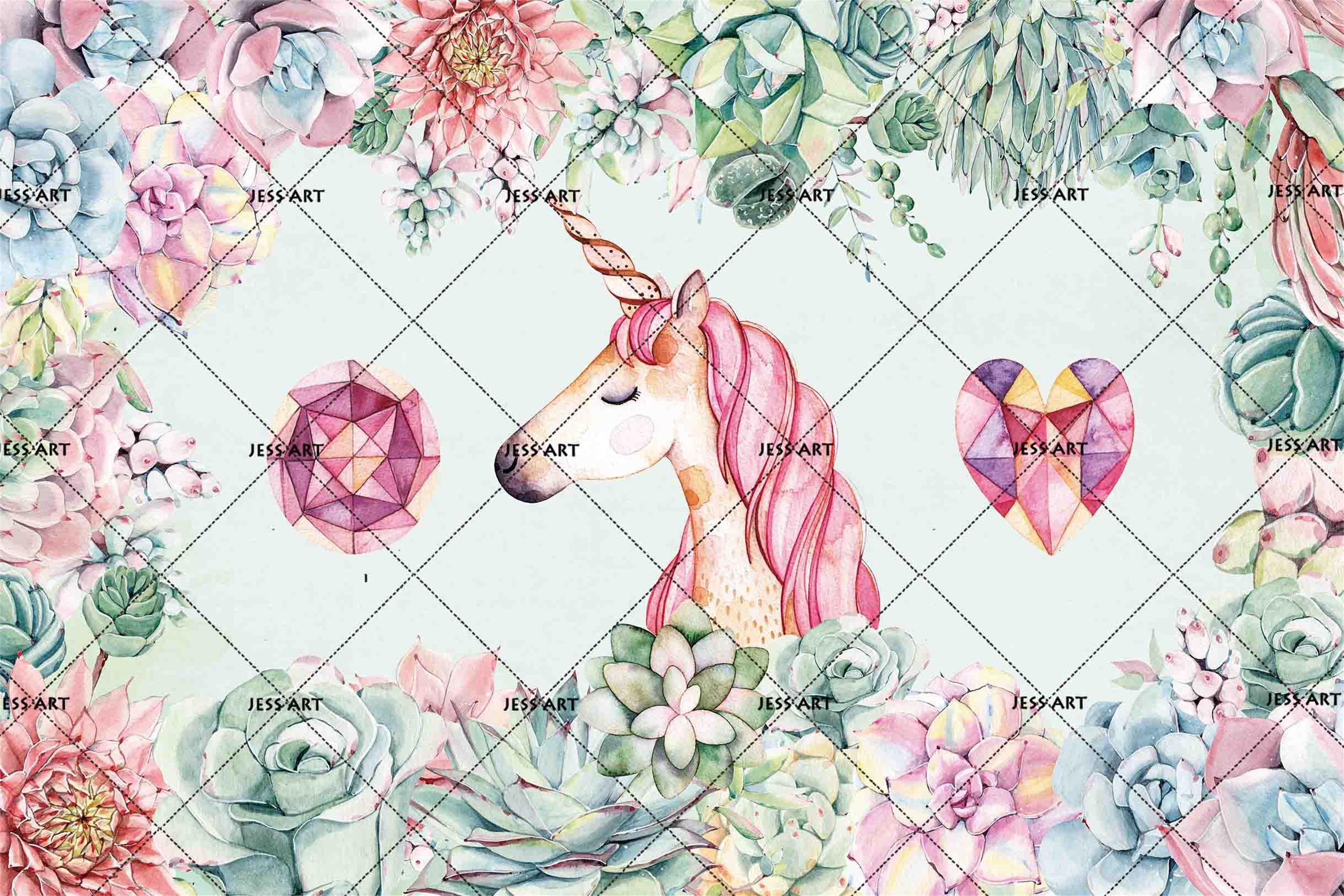 3D Unicorn Pink Floral Wall Mural Wallpaper 32- Jess Art Decoration