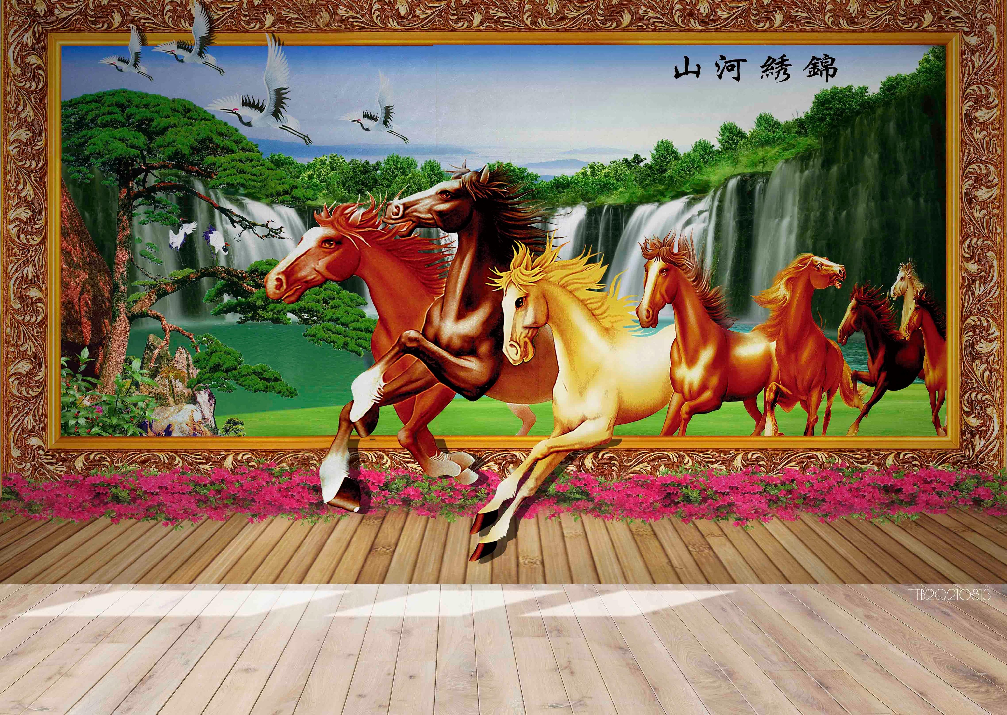 3D Chinese Style Landscape Horse Wall Mural Wallpaper SWW5126- Jess Art Decoration