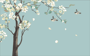 3D Blue Blossom Tree Bird Wall Mural Wallpaper 2000- Jess Art Decoration