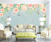 3D Blue Flower Bird Wall Mural Wallpaper 1787- Jess Art Decoration