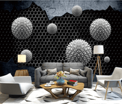 3D Polyhedral Sphere Honeycomb Wall Mural Wallpaper 1433- Jess Art Decoration