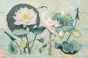 3D Hand Drawn Lotus White Crane Wall Mural Wallpaper LQH 127- Jess Art Decoration