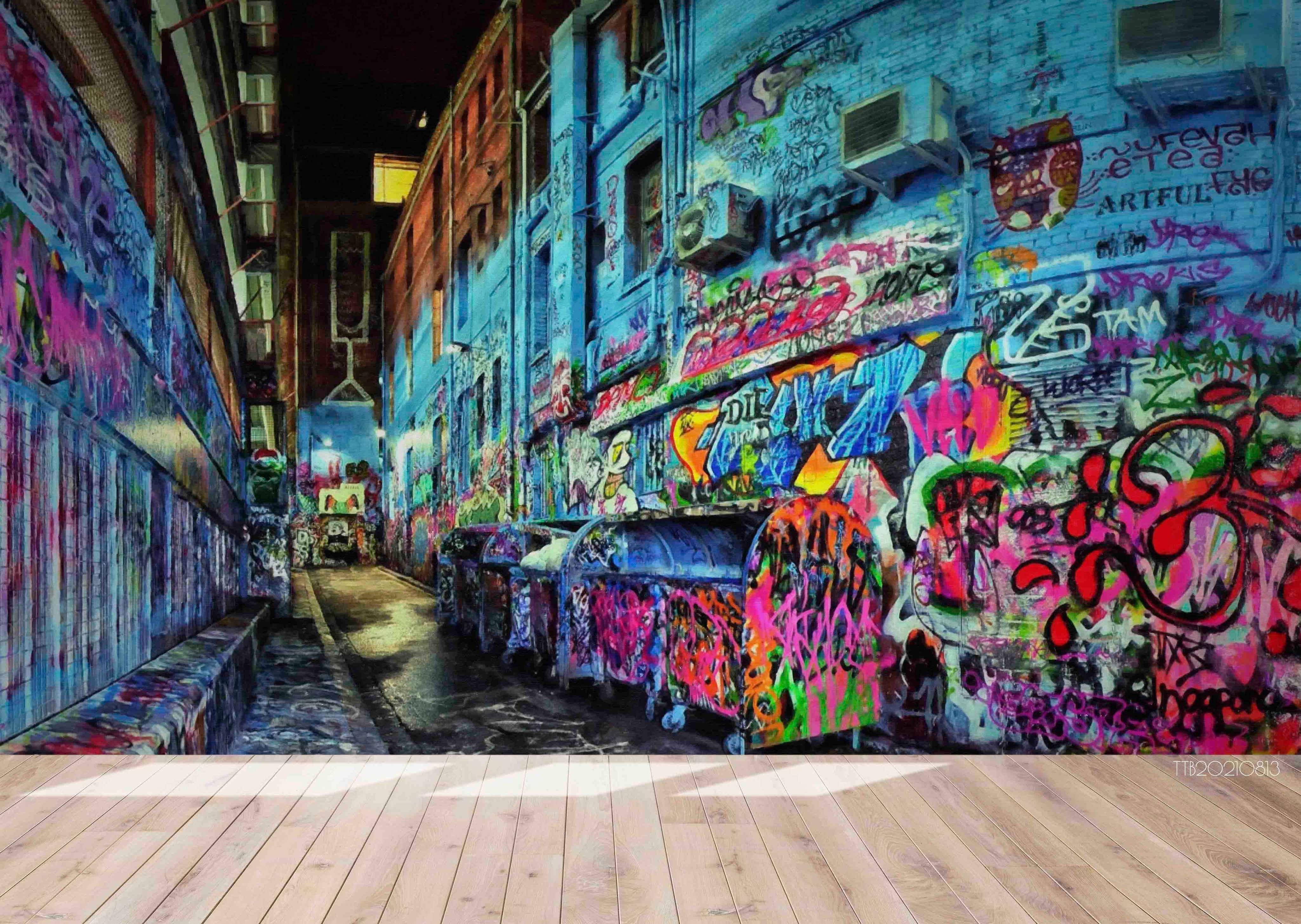3D Street Abstract Graffiti Wall Mural Wallpaper 5137- Jess Art Decoration