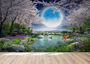 3D Scenery Park Spring Flowering Swan Wall Mural Wallpaper 5140- Jess Art Decoration