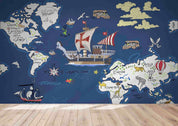 3D Nautical World Map Wall Mural Wallpaper LQH 388- Jess Art Decoration