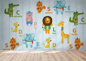 3D Cartoon Animal Alphabet Wall Mural Wallpaper LQH 390- Jess Art Decoration