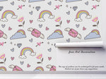 3D Envelope Floral Rainbow Heart Clouds Wall Mural Wallpaper 59- Jess Art Decoration