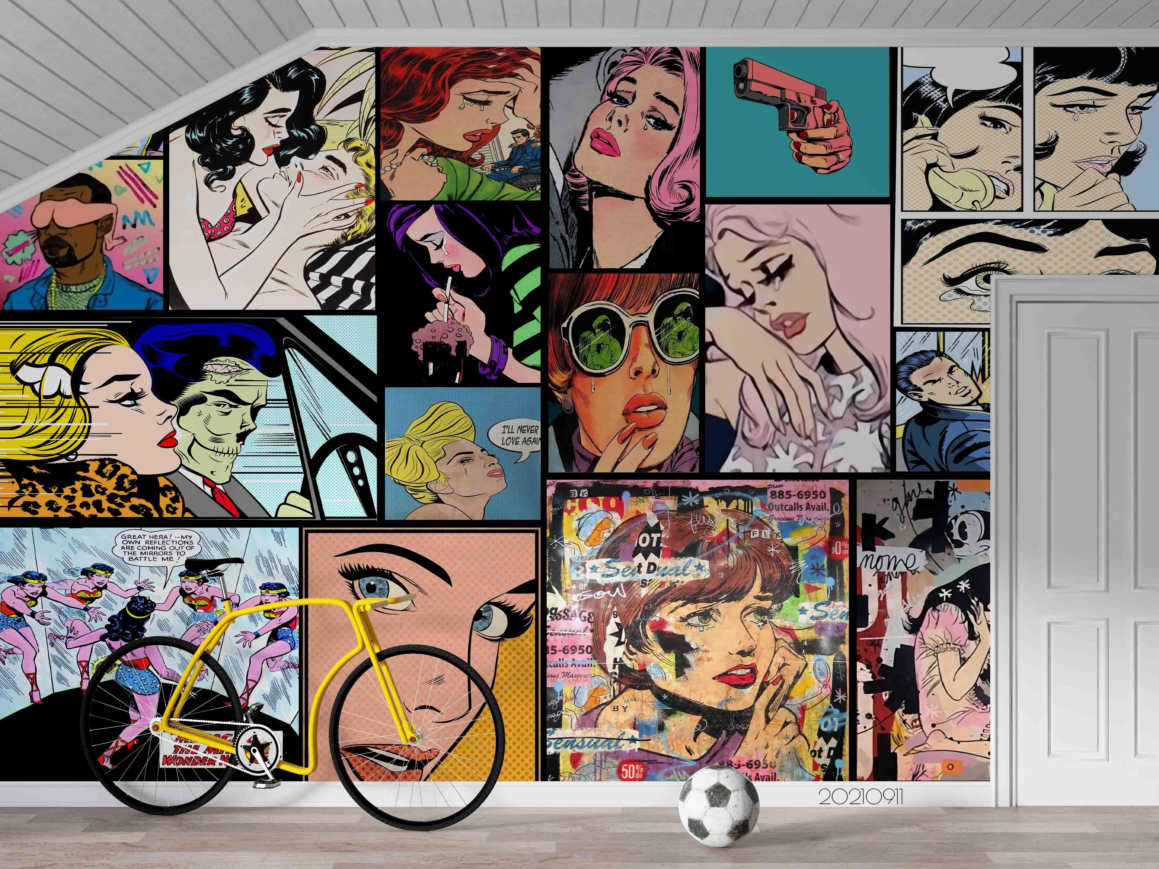 3D Anime Poster Collage anime poster collage wall wall mural wallpaper for teen room - view 3