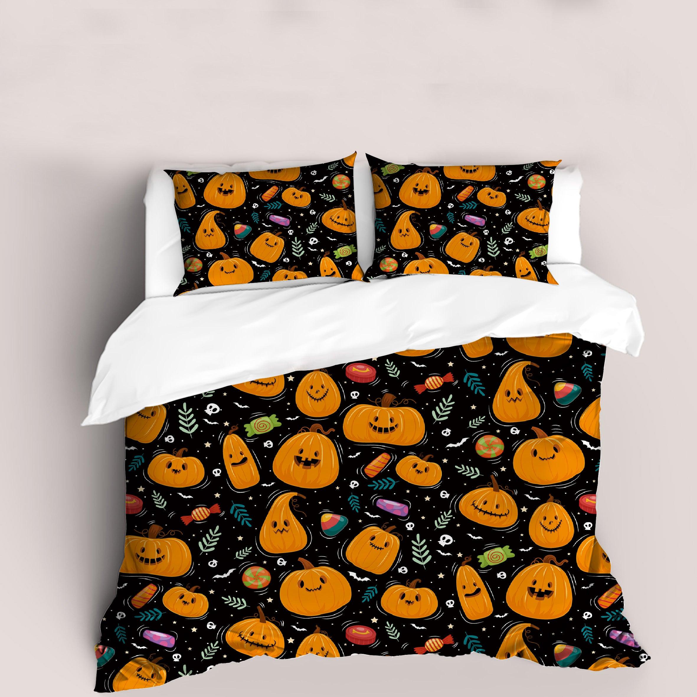 3D Halloween Pumpkin Quilt Cover Set Bedding Set Duvet Cover Pillowcases 65- Jess Art Decoration