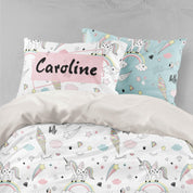 3D Unicorn Rainbow White Quilt Cover Set Bedding Set Pillowcases 64- Jess Art Decoration