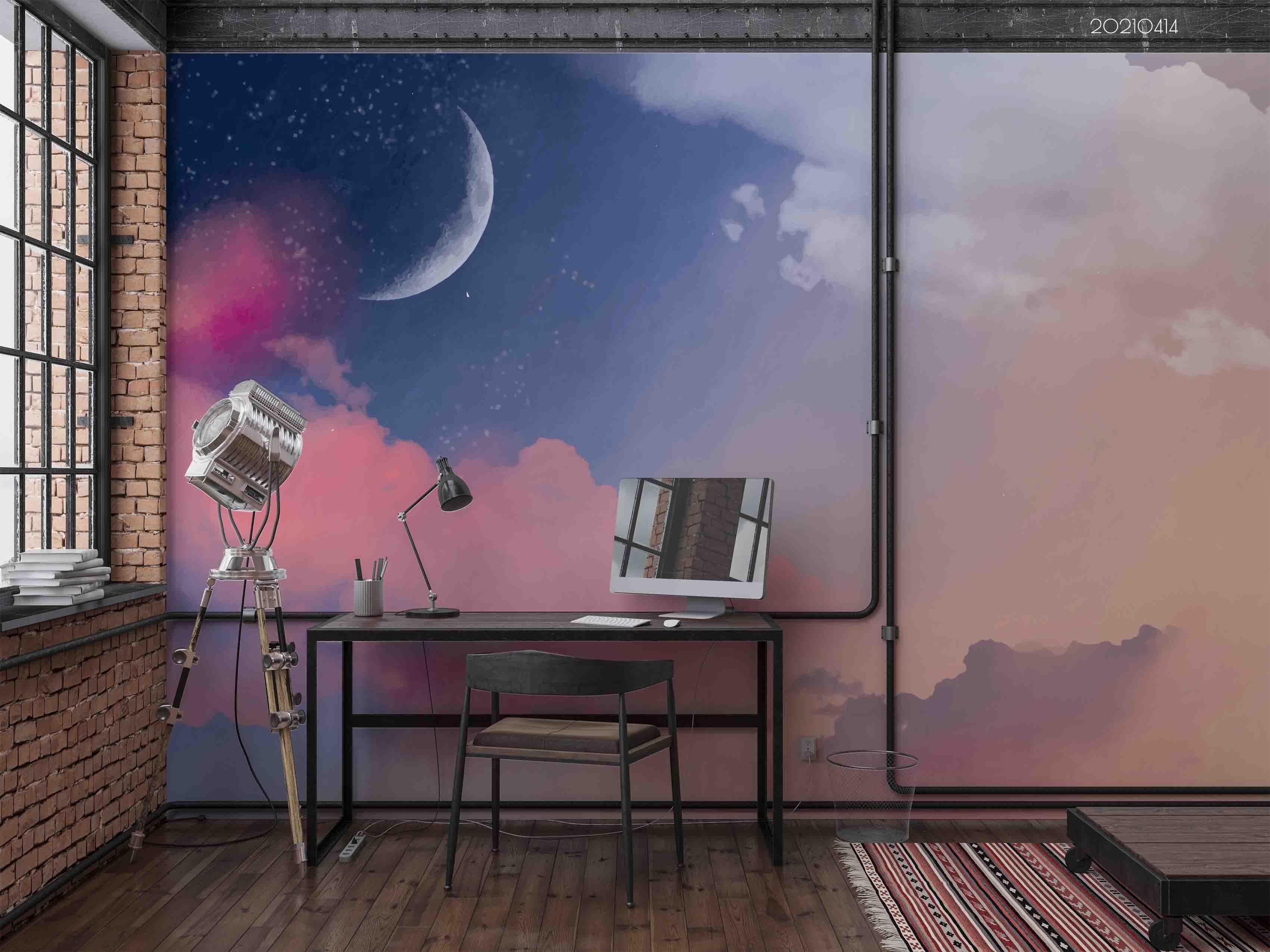 3D Watercolor Sky Cloud Moon Wall Mural Wallpaper LQH 191- Jess Art Decoration