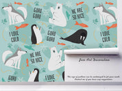 3D cartoon penguin polar bear wall mural wallpaper 51- Jess Art Decoration