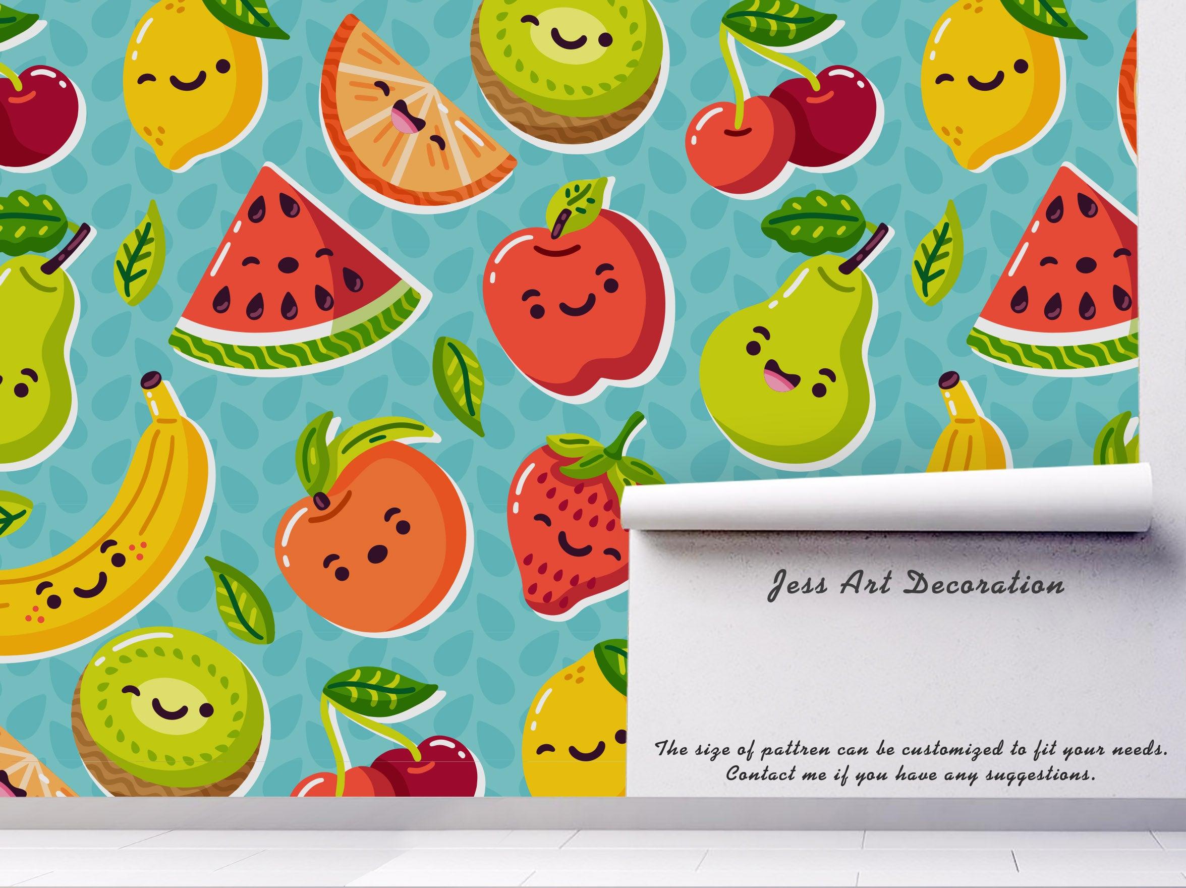 3D Watermelon Apple Banana Fruits Wall Mural Wallpaper 90- Jess Art Decoration