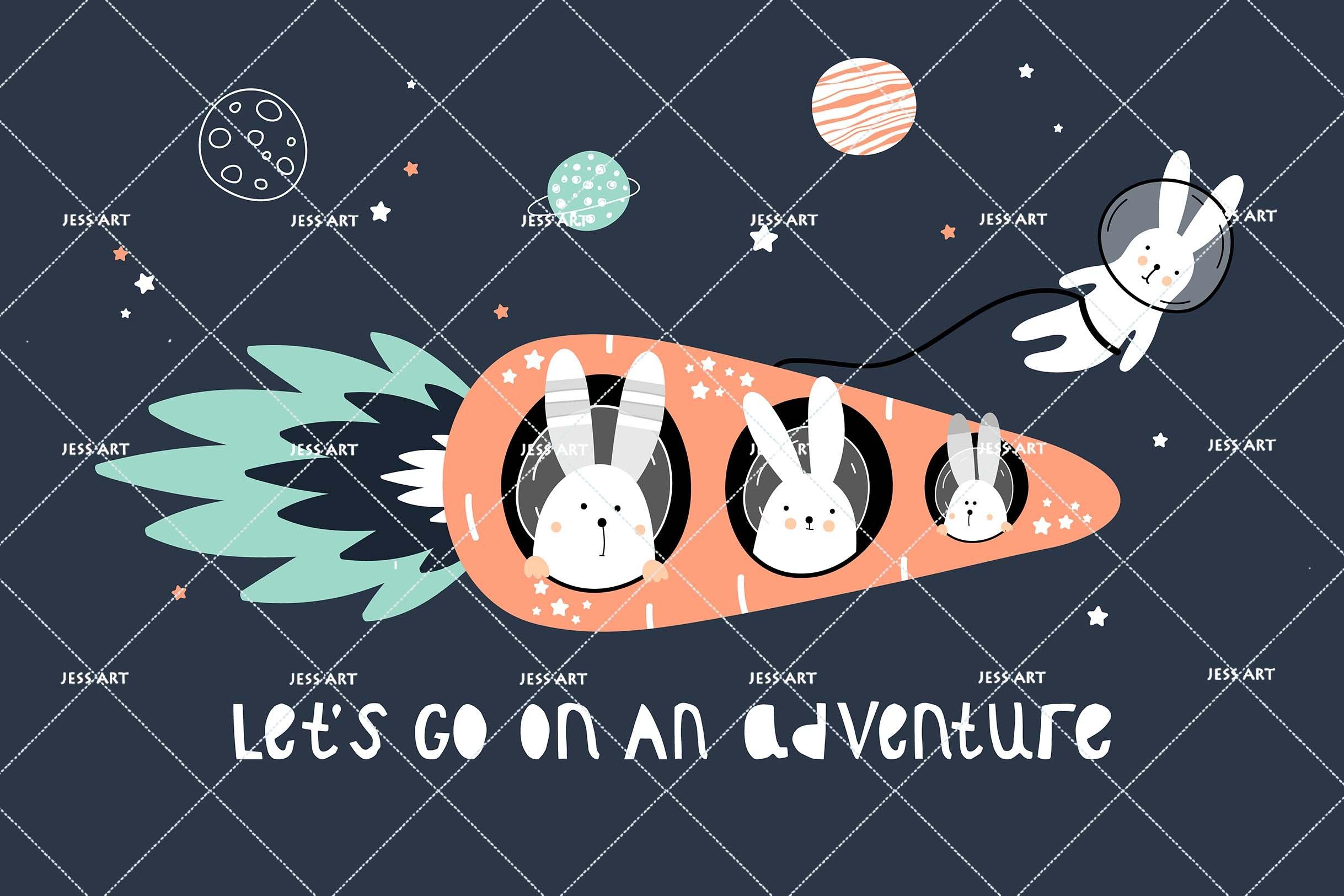 3D Carrot Spaceship Rabbit Astronaut Wall Mural Wallpaper 28- Jess Art Decoration