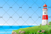 3D Blue Beach Lighthouse Wall Mural Wallpaper 05- Jess Art Decoration