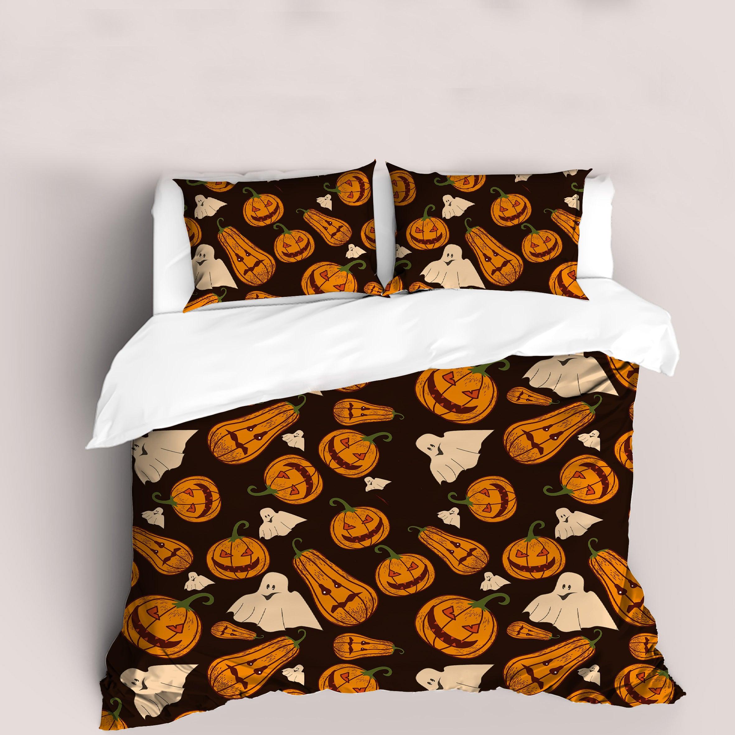 3D Halloween Pumpkin Quilt Cover Set Bedding Set Duvet Cover Pillowcases 67- Jess Art Decoration