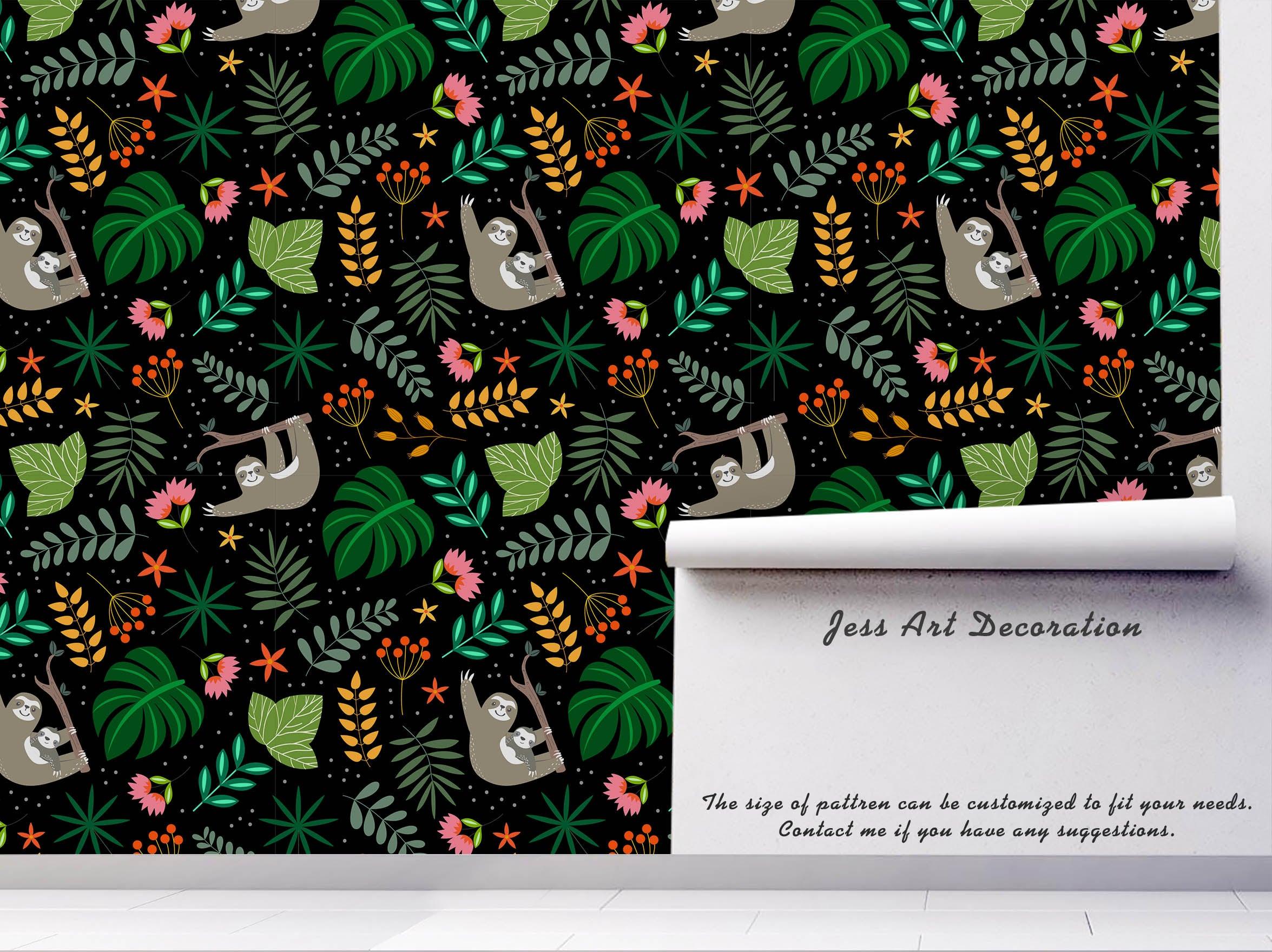 3D Cartoon Leaf Animal Wall Mural Wallpaper 52- Jess Art Decoration