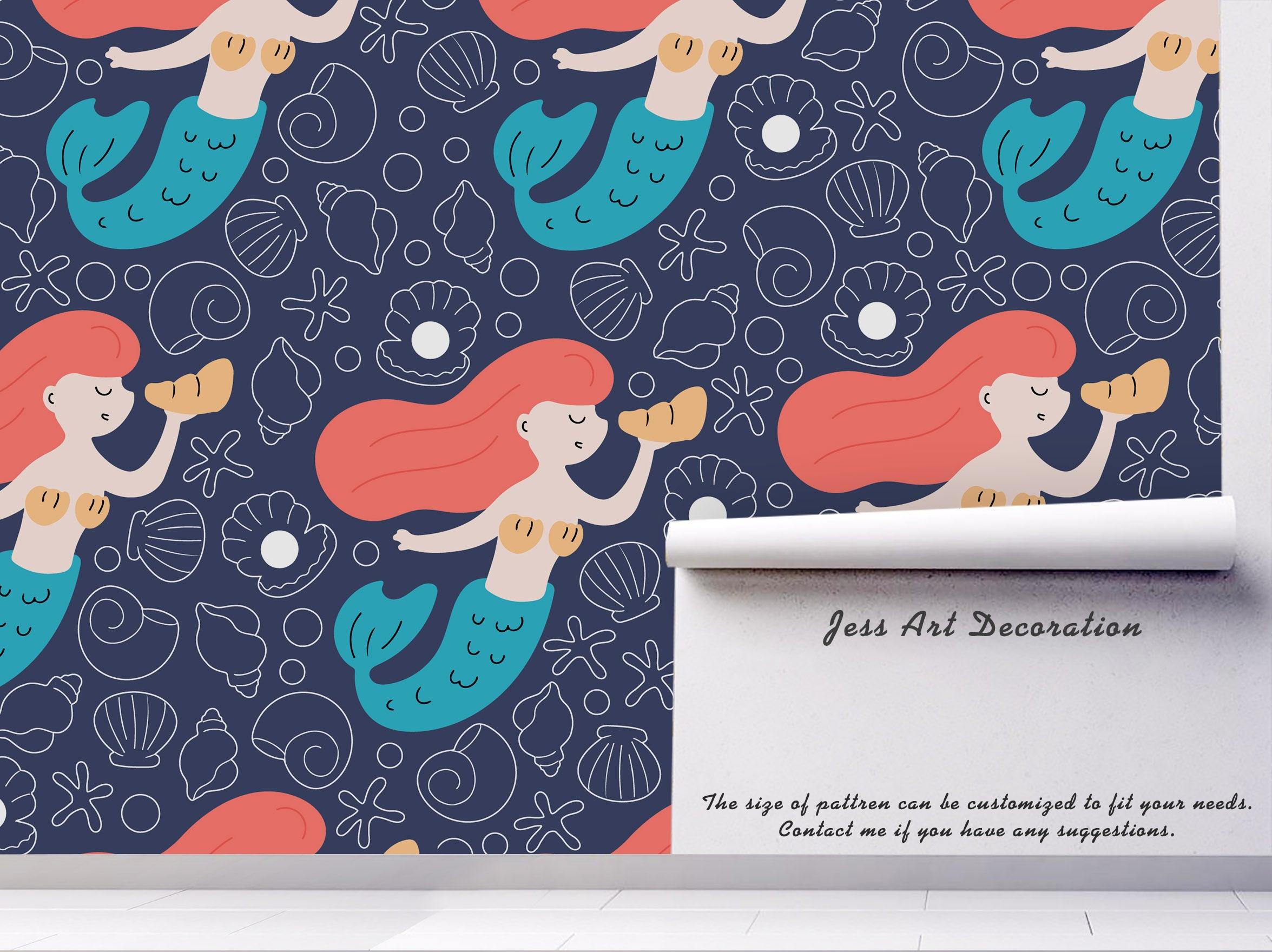 3D Mermaid Conch Shell Wall Mural Wallpaper 84- Jess Art Decoration