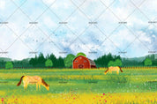 3D Cartoon Beautiful Grassland Animals Horse Green Wall Mural Wallpaper ZY D111- Jess Art Decoration