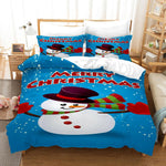 3D Merry Christmas Gift Snowman Quilt Cover Set Bedding Set Duvet Cover Pillowcases JN 3044- Jess Art Decoration