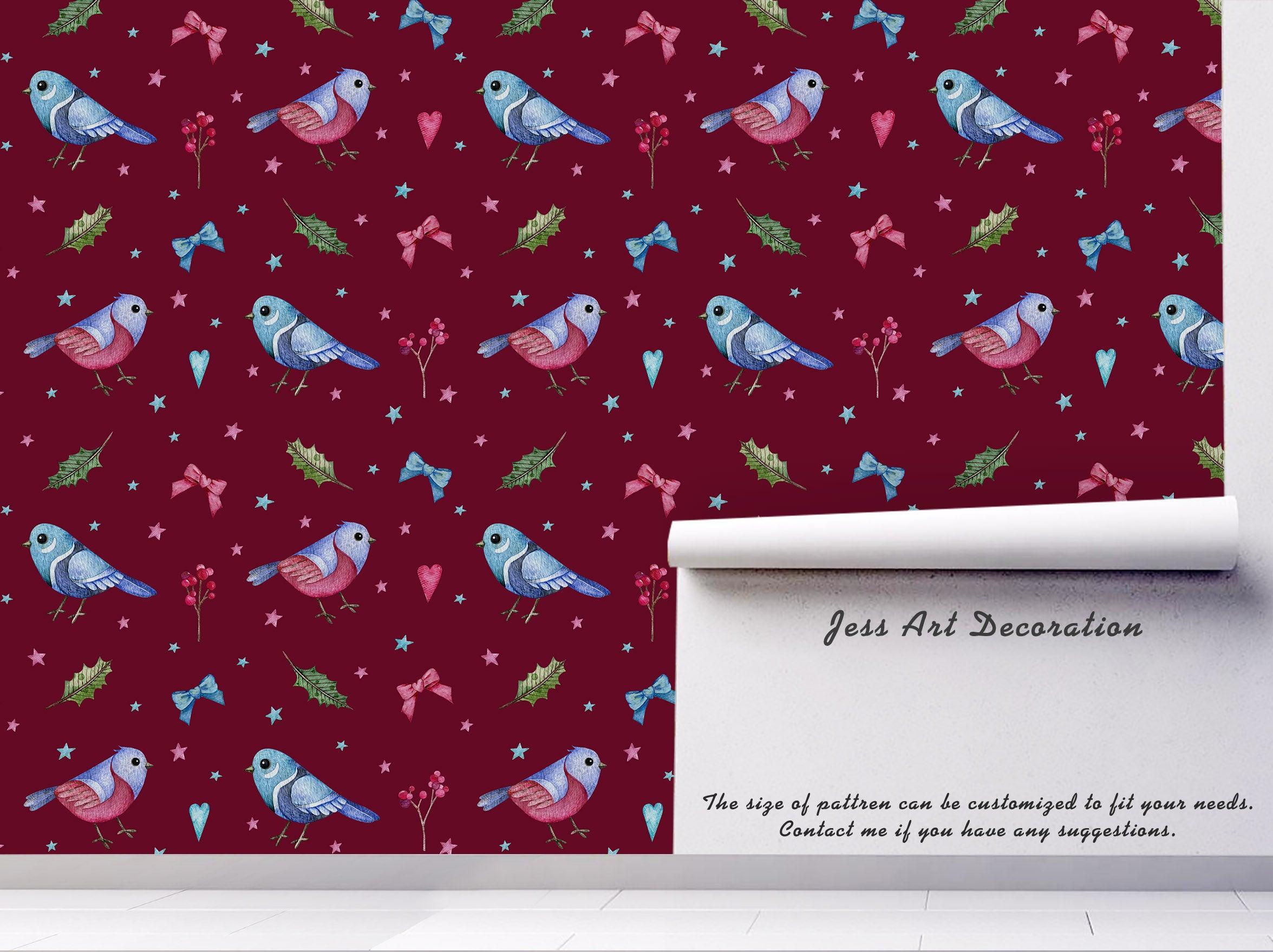 3D Cartoon Bird Red Wall Mural Wallpaper 113- Jess Art Decoration