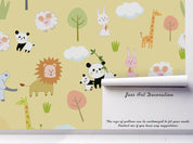 3D cartoon hippo giraffe wall mural wallpaper 8- Jess Art Decoration