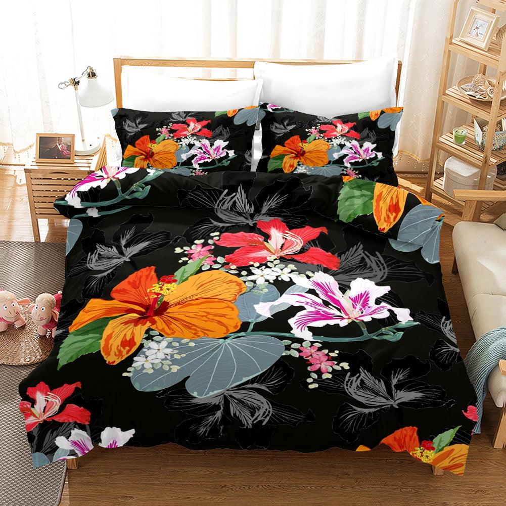 3D Tropical Color Floral Leaf Quilt Cover Set Bedding Set Duvet Cover Pillowcases 126- Jess Art Decoration