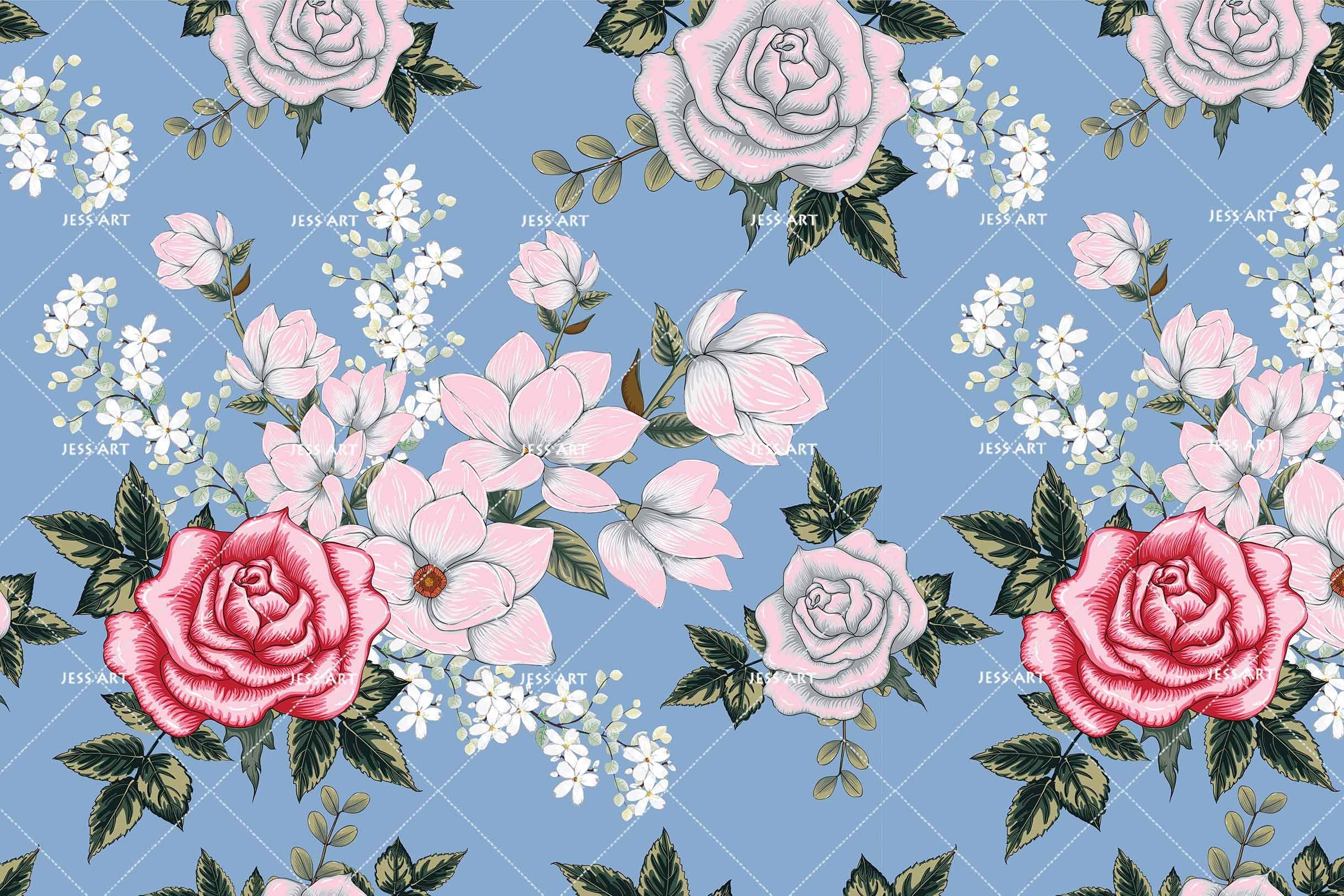 3D Pink Flower Blue Background Wall Mural Wallpaper 32 LQH- Jess Art Decoration
