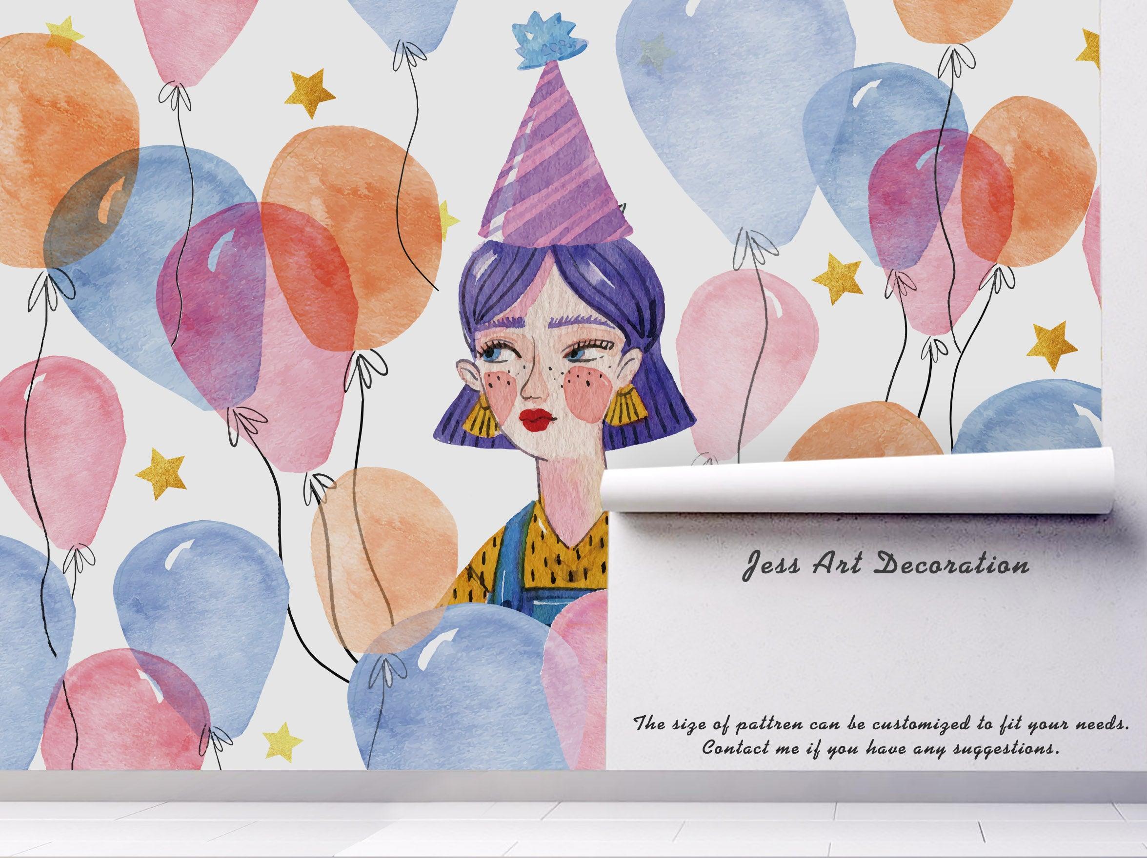 3D Balloon Beauty Girl Wall Mural Wallpaper 91- Jess Art Decoration