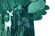 3D Cartoon Green Forest Deer Wall Mural Wallpaper A062 LQH- Jess Art Decoration