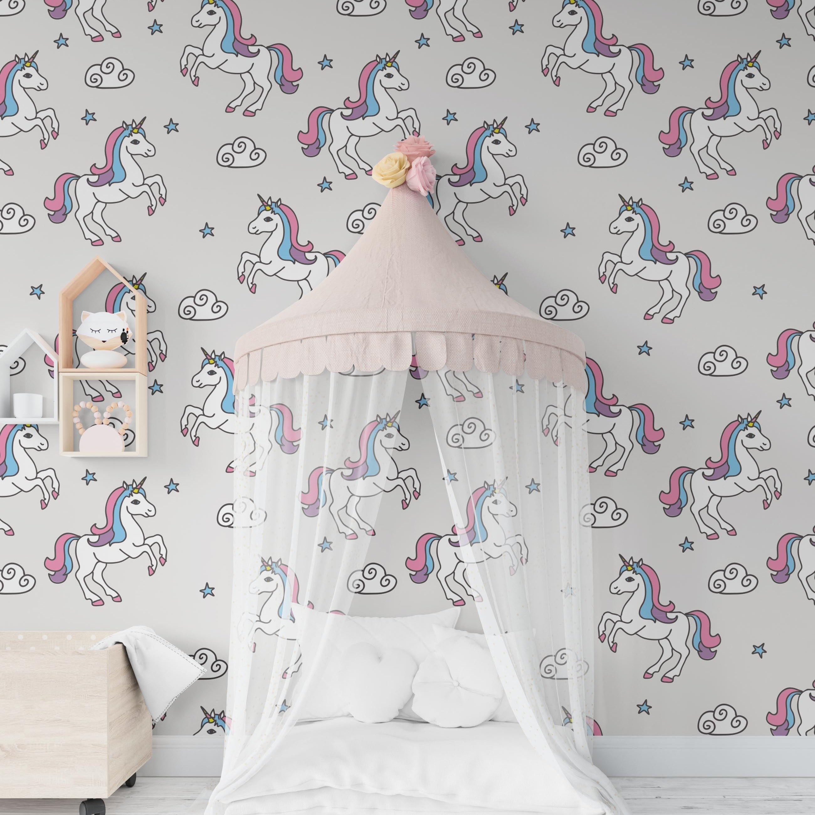 3D Cartoon Unicorn Wall Mural Wallpaper 139- Jess Art Decoration