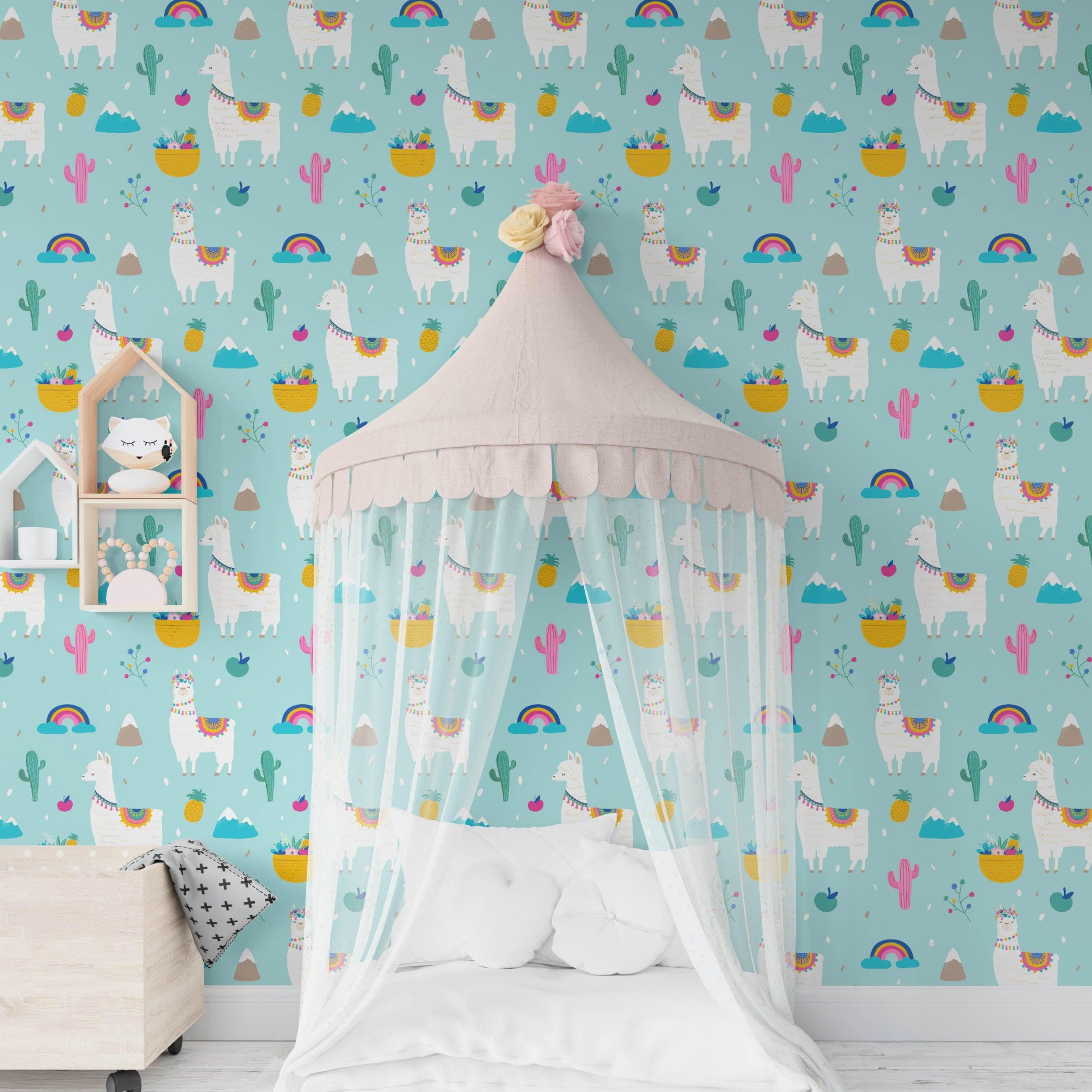 3D Alpaca Cactus Rainbow Wall Mural Wallpaper 15- Jess Art Decoration